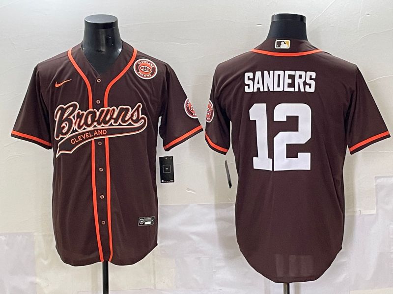 Men 2025 Cleveland Browns 12 Sanders Brown Joint Name Nike Limited NFL Jersey style 5